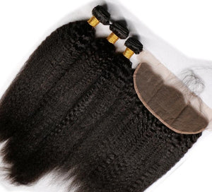 BE 3 Bundle Deal "Kinky Straight/Frontal" - Beautiful Essence Luxury Hair Collection